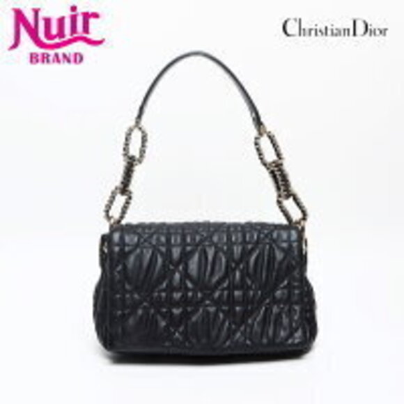 Dior Handbags - Christian Dior Cannage Flap Leather Handbag Black